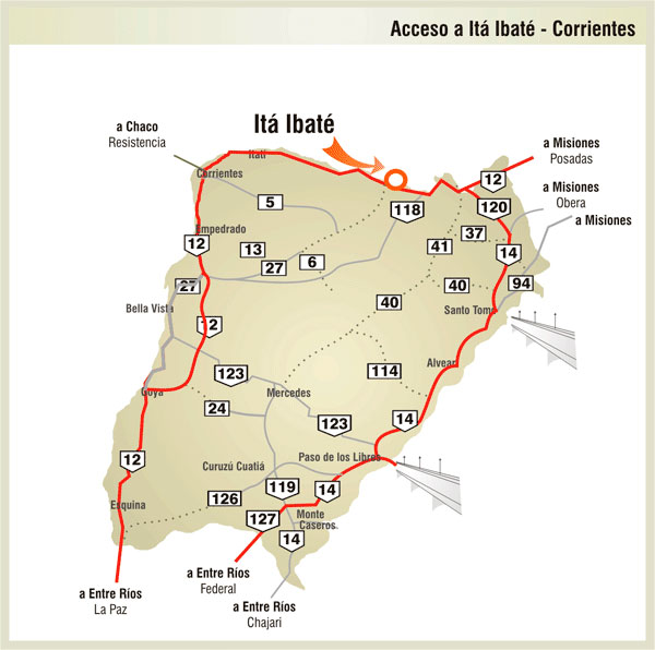 Mapa de Rotas a It Ibat - Imagen: Corrientes.com.ar